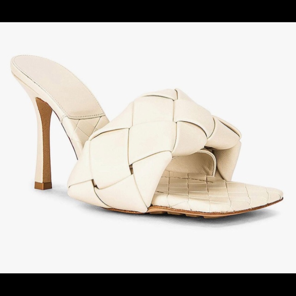 Cream braided heeled sandal